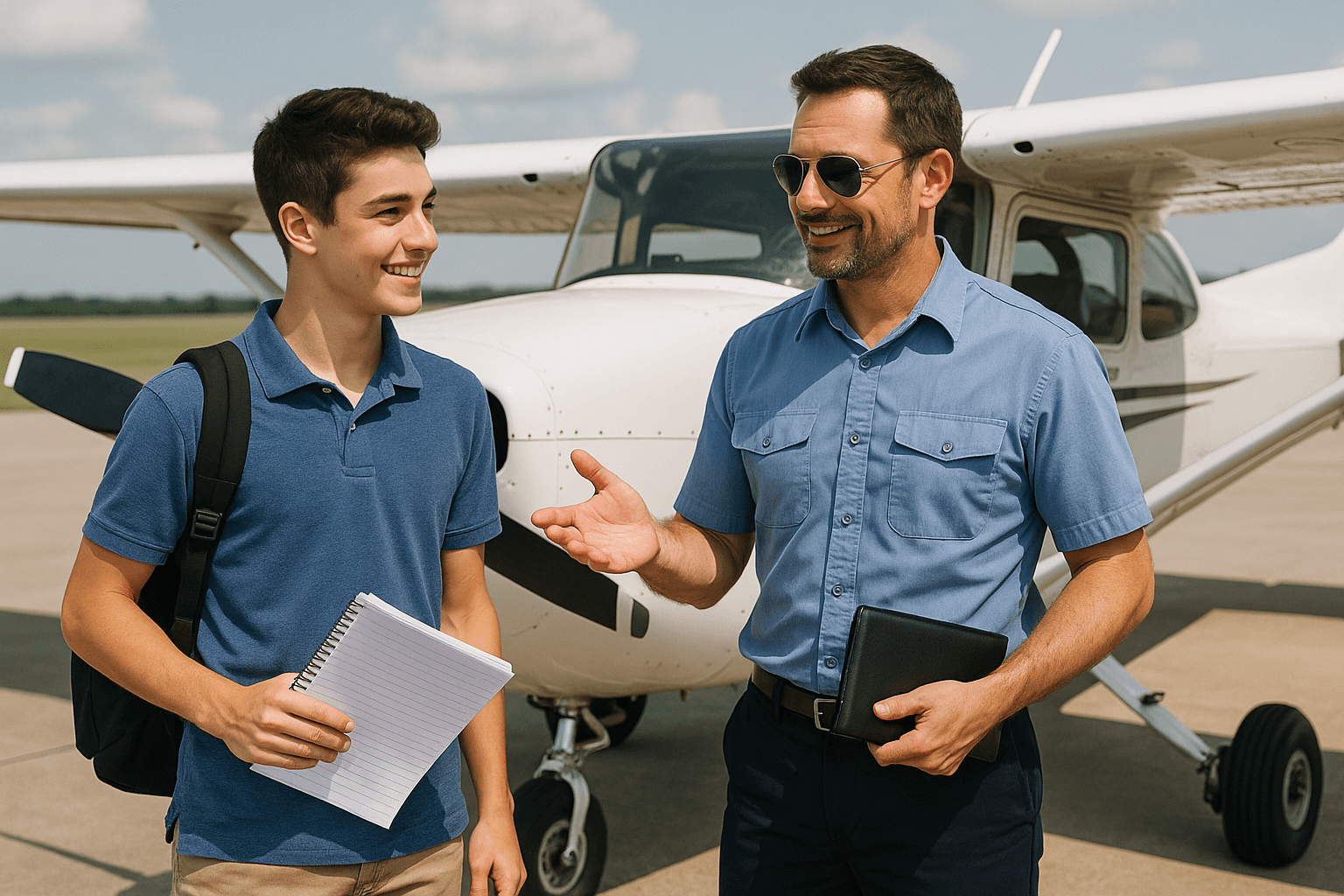Two pilot near plane