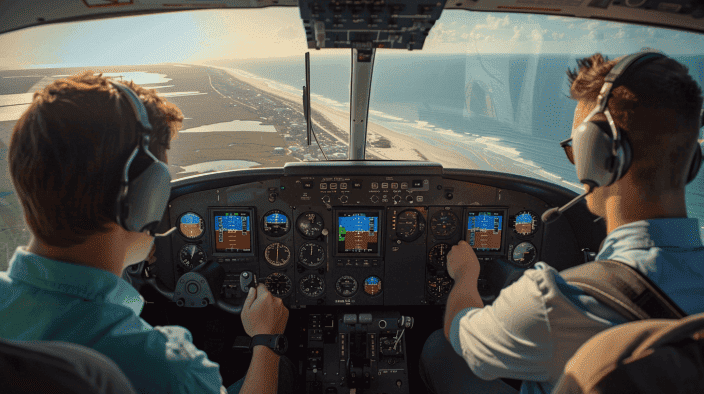 Two pilots in cabine