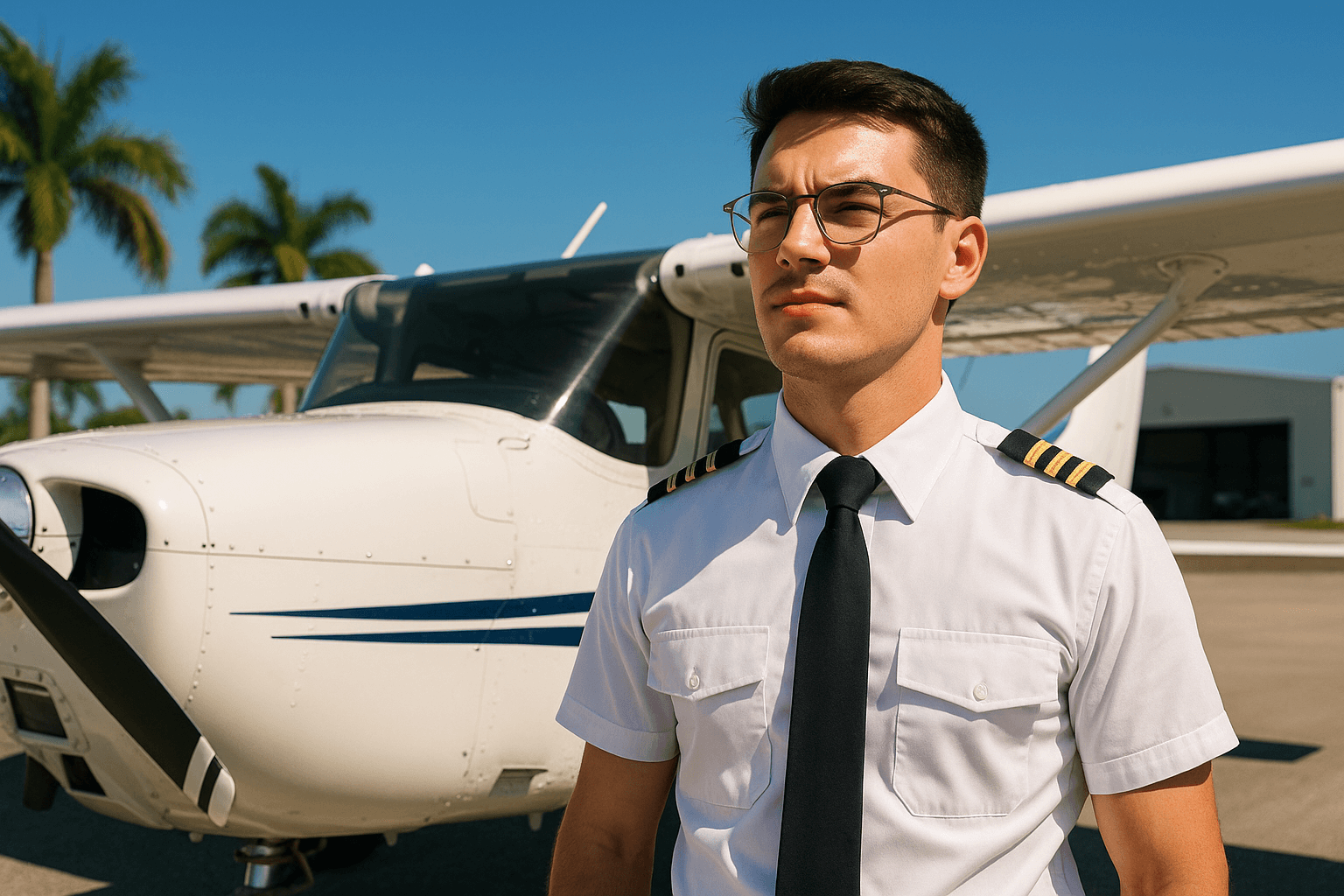 Pilot in glasses