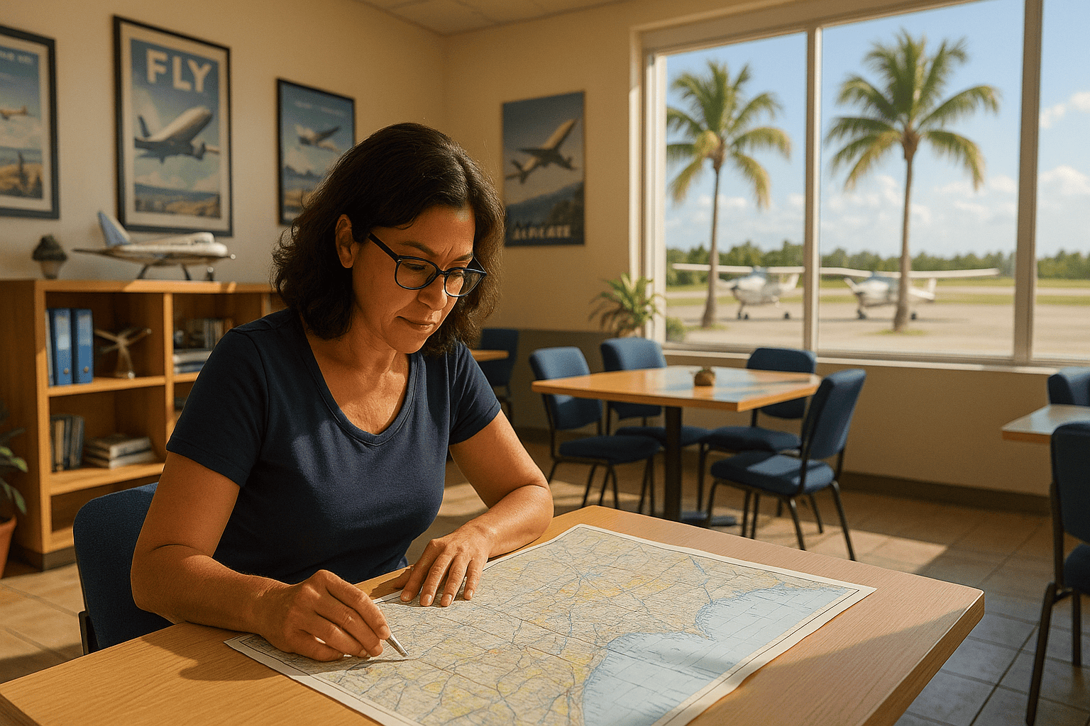 Woman and map width=